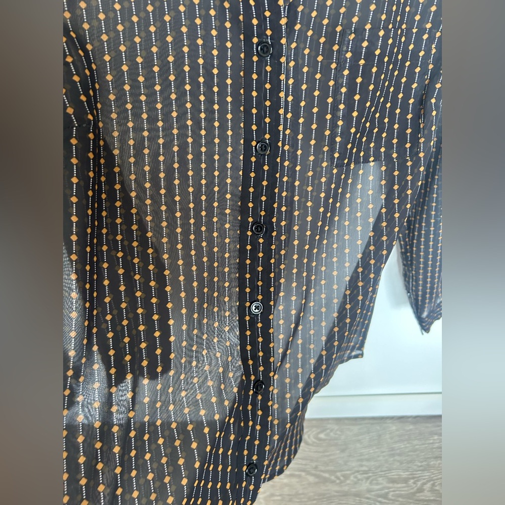 Brooklyn Industries Collared Black Shirt Blouse with Gold - Picture 3 of 6